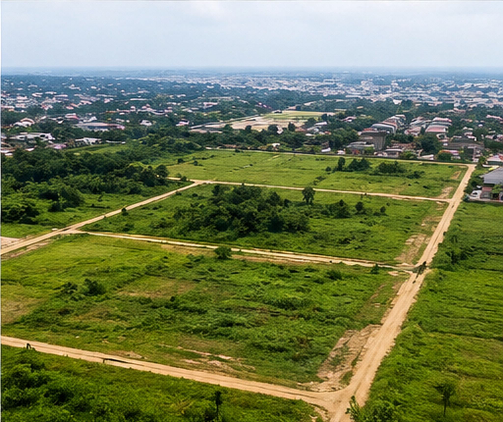 Aerial view of a surveyed development site